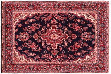 handmade Traditional Tabriz Blue Red Hand Knotted RECTANGLE 100% Wool Pile area rug 7x10